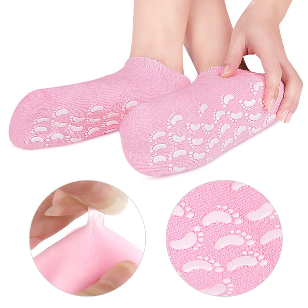 Silicone Moisturizing Spa Gel Heel Socks Reusable Cotton Gel Elastic Socks Pad Exfoliating Foot Skin Rejuvenation Foot Care