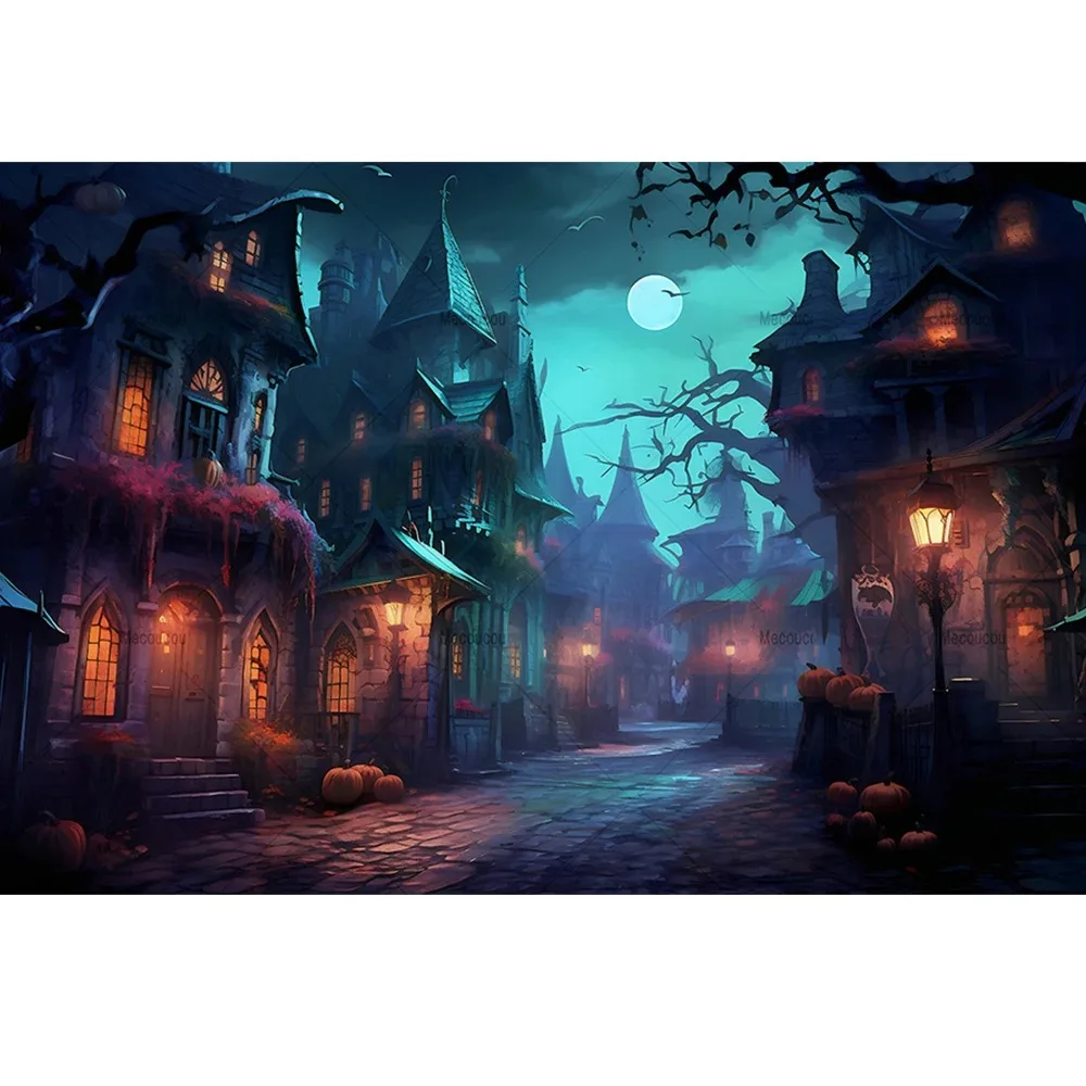 Abandoned Castle Fireplace Background, Halloween Party Horror Home Wall Tapestry Decoration Studio Photo Booth Props