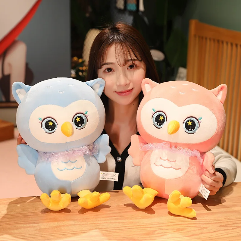 New 25/70cm Popular Night Owl Colorful Bird Plush Toy Baby Cushion Stuffed  Animal Dolls Soft NewBorn Birthday Gifts For Kids Toy
