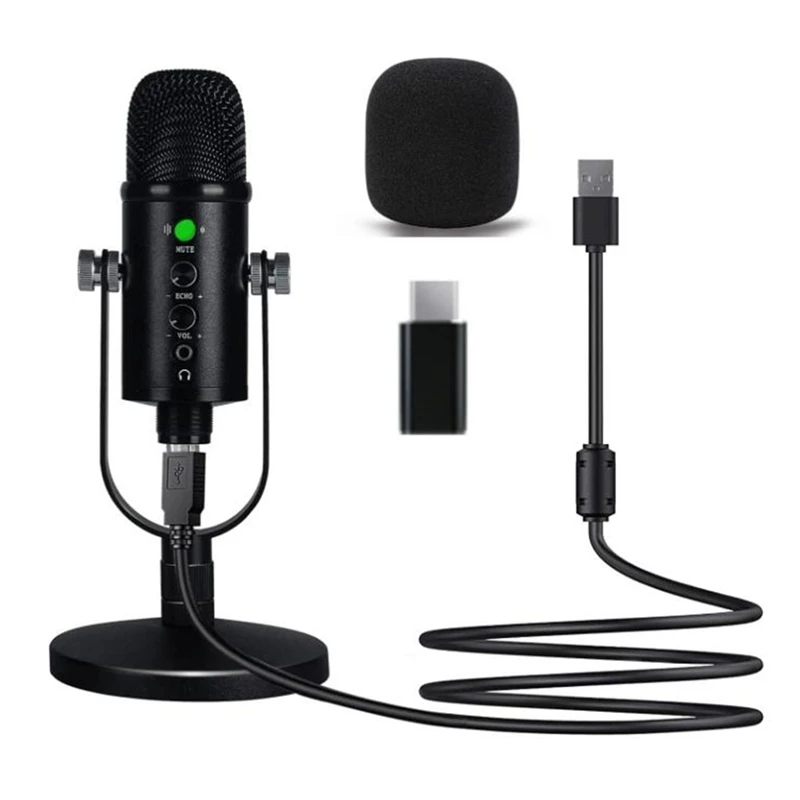 

USB-микрофон, конденсаторный компьютерный микрофон, микрофон «подключи и играй», для потокового мультимедиа, игр, Youtube, записи, ноутбуков, телефонов