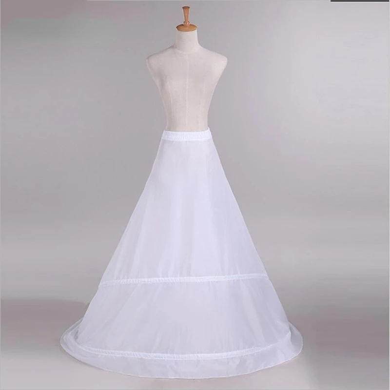 New Fashion Wedding Accessories Petticoats With Train White 2 Hoops Underskirt Crinoline for Bride Dresses In Stock Undefined