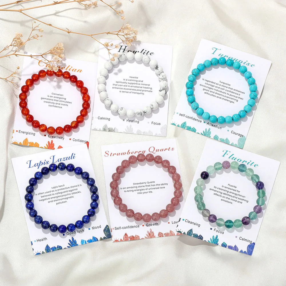 

New Design Natural Stone Beaded Bracelets Fashion Lapis Lazuli Howlites Stretch Bracelets For Women Men Energy Yoga Jewelry Gift