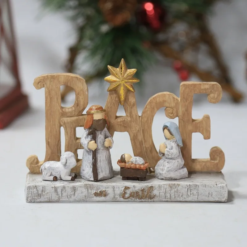 Christmas Scene Figurine Home Decor Gifts - Resin Craft Nativity Set for Cross-Border Parties - Practical Convenient Home Accent