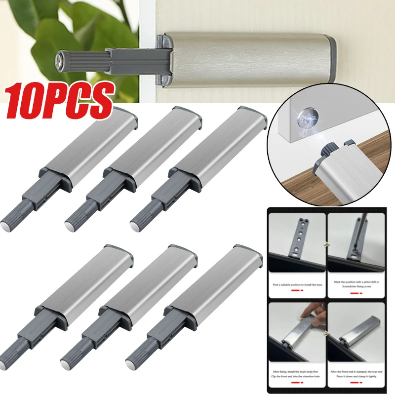Magnetic Cabinet Catches Door Catches Magnetic Cabinet Latches Cabinet Door Latch Door Stops Cabinet Door Stop Cabinet Door Buffer 10pcs Door Stopper Cabinet Stainless Steel Push To Open Touch Damper Soft Quiet Closer