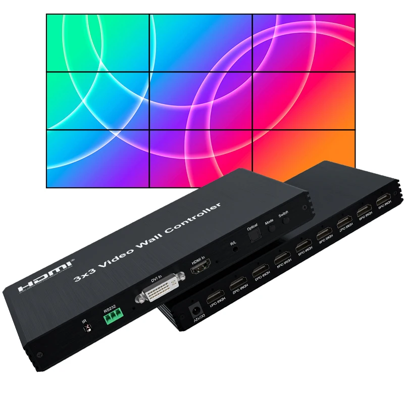 

3x3 HDMI Video Wall Controller 1080P 9 Channel TV Wall Processor 2x2 2x3 2x4 3x2 Screen Splicing Multi Video Processor Splicer