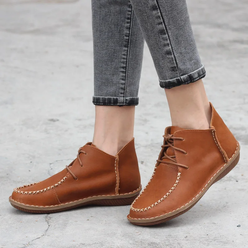 

Женские ботильоны из натуральной кожи, черные ботинки из мягкой воловьей и свиной шкуры, размер 22-2023 см, Осень-зима 24,5