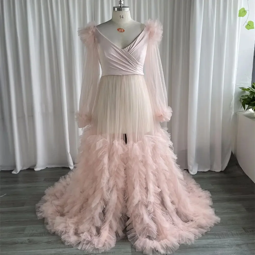 

Женское платье для беременных Linda, розовое платье для фотосессии, платье для выпускного вечера, тюлевый банный халат, одежда для сна для свадебной вечеринки