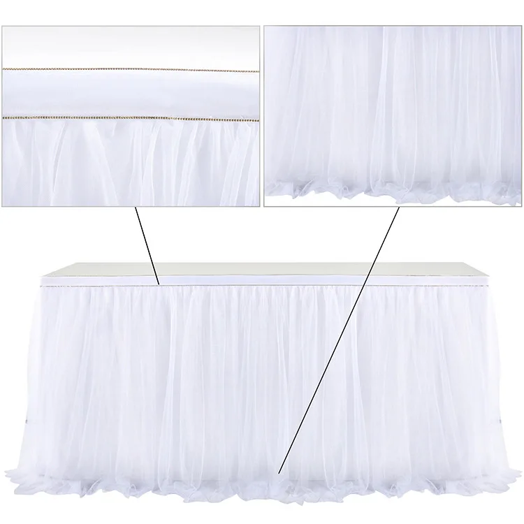 Table Skirting Tulle Table Skirt Tutu Skirt Tablecloth Decorations Baby Shower Wedding et Banquet Decoration Black