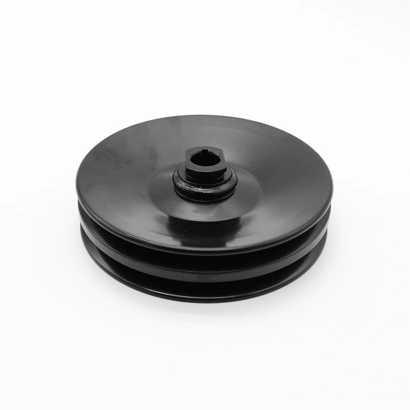 Black Double Groove Power Steering Pump Pulley Key Way Accessory For GM SBC BBC Chevy 350 454