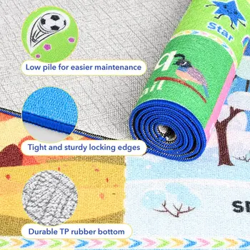 Lochas Kids Play Rug Educational & Fun Carpet Gaming Area Rugs for Kids Room Bedroom Playroom,Blue & Colorful 6