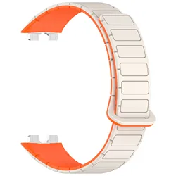 Magnetic Silicone Sport Loop Strap - Universal Fitness Band Accessory - Huawei Band 9NFC (Starlight - orange)