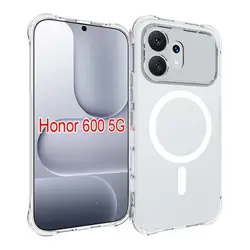 Luxury Transparent Shockproof Phone Case with Magnetic Airbag Corners - Honor 600 Pro (Clear Magnetic)