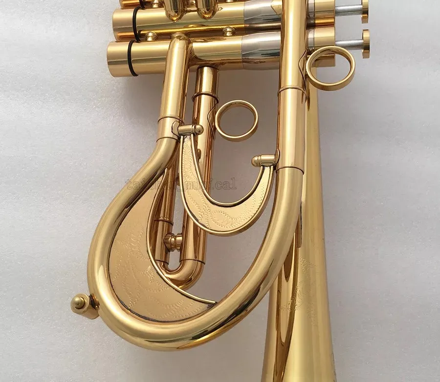Professional Gold Trumpet Flumpet Horn B-Flat Monel Valves With Case
