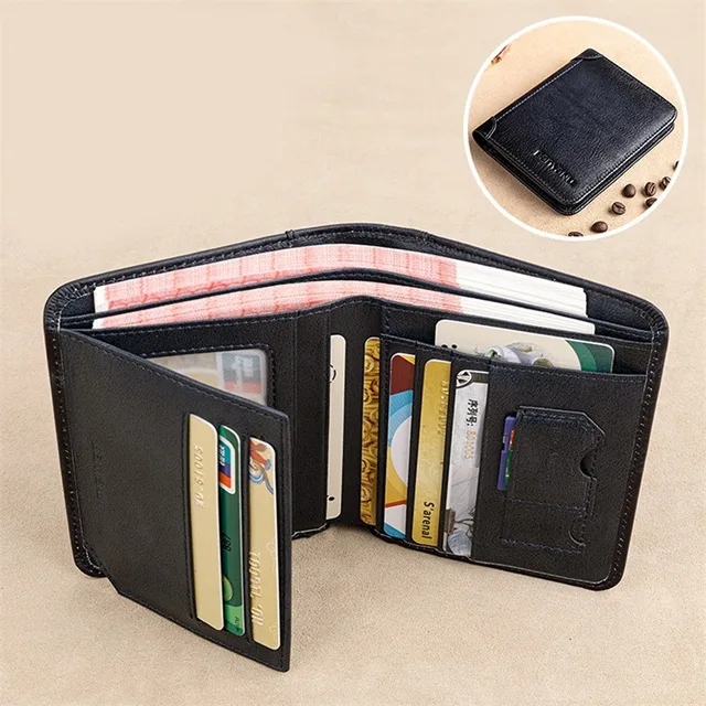 Genuine Leather Rfid Protection Wallets for Men Vintage Thin Short Multi Function ID Credit Card Holder Money Bag 5