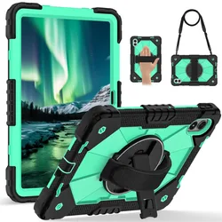 360 Rotating Stand Tablet Case with Shoulder Strap for Redmi pad 2 Pro 12.1 (Mint green)