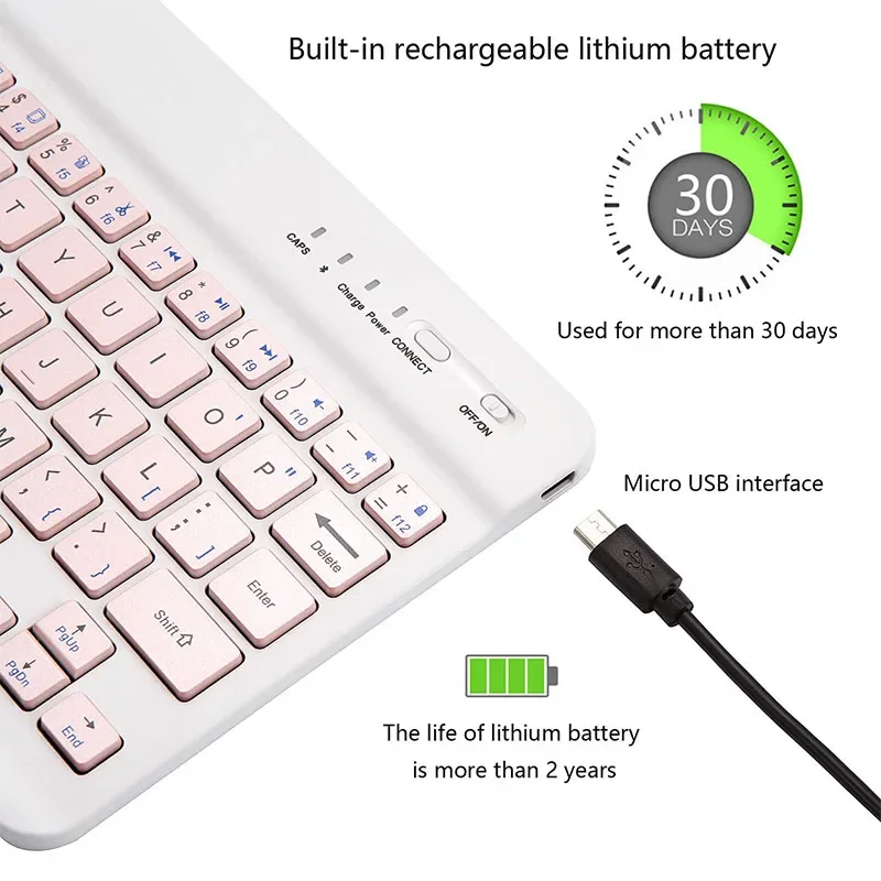 Universelles 10-Zoll-Bluetooth-Maus-Tastatur-Set für iPad, Mobiltelefon und Tablet – Ultradünne kabellose Tastaturen und Mäuse_voghion.com