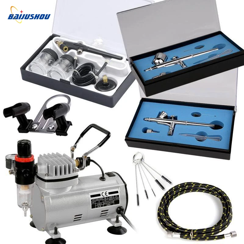AC-18-3-Airbrush-Kit-Air-Compressor-Dual-Action-Hobby-Spray-Gun-Air ...