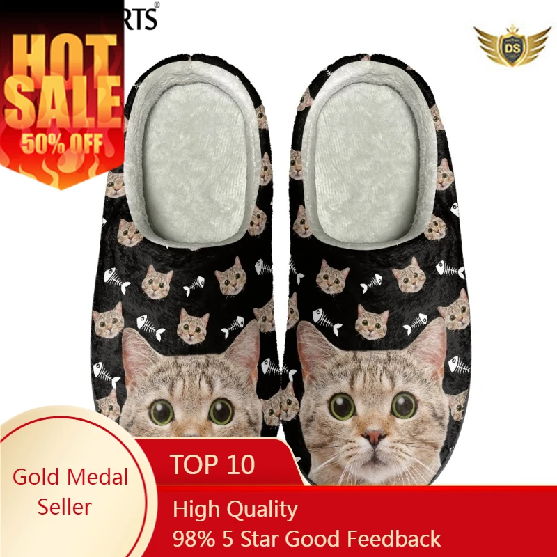 

3D Cats Print Cotton Home Slippers For Cats Pet Lover Super Soft Casual Lightweight Unisex Plush Slippers Zapatillas