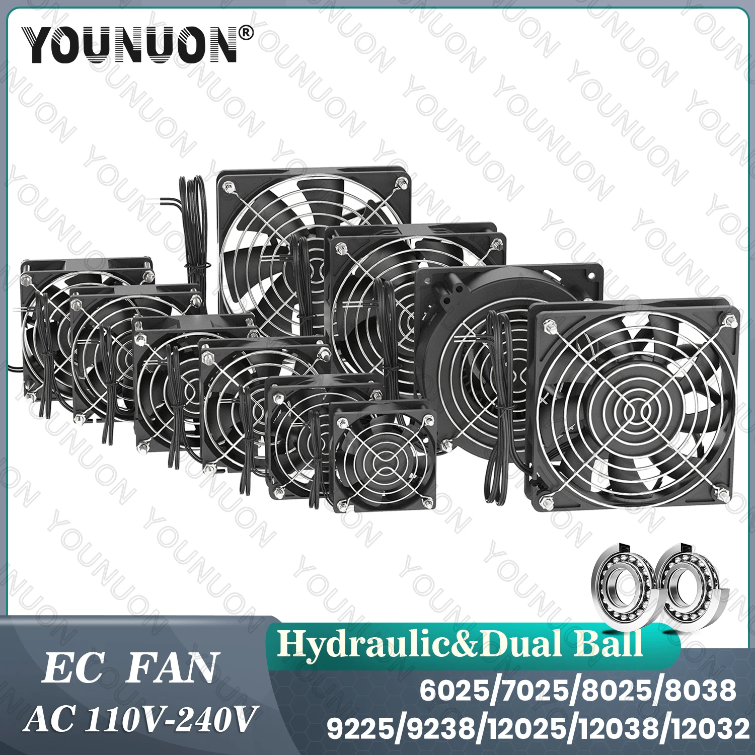 Cooling Fan EC Axial Fan 60mm 80mm 90mm 120mm Ball Brushless Fan Cooler AC 110V 120V 220V 230V 240V Computer Case 6025 8025 9225 12038
