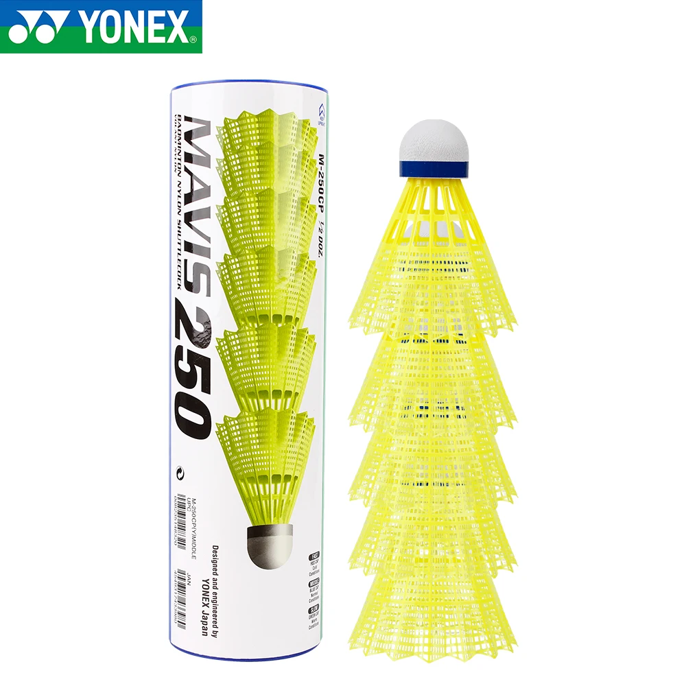 YONEX M250 6PCS Advanced Nylon Badminton Shuttlecock (Yellow,Nylon)
