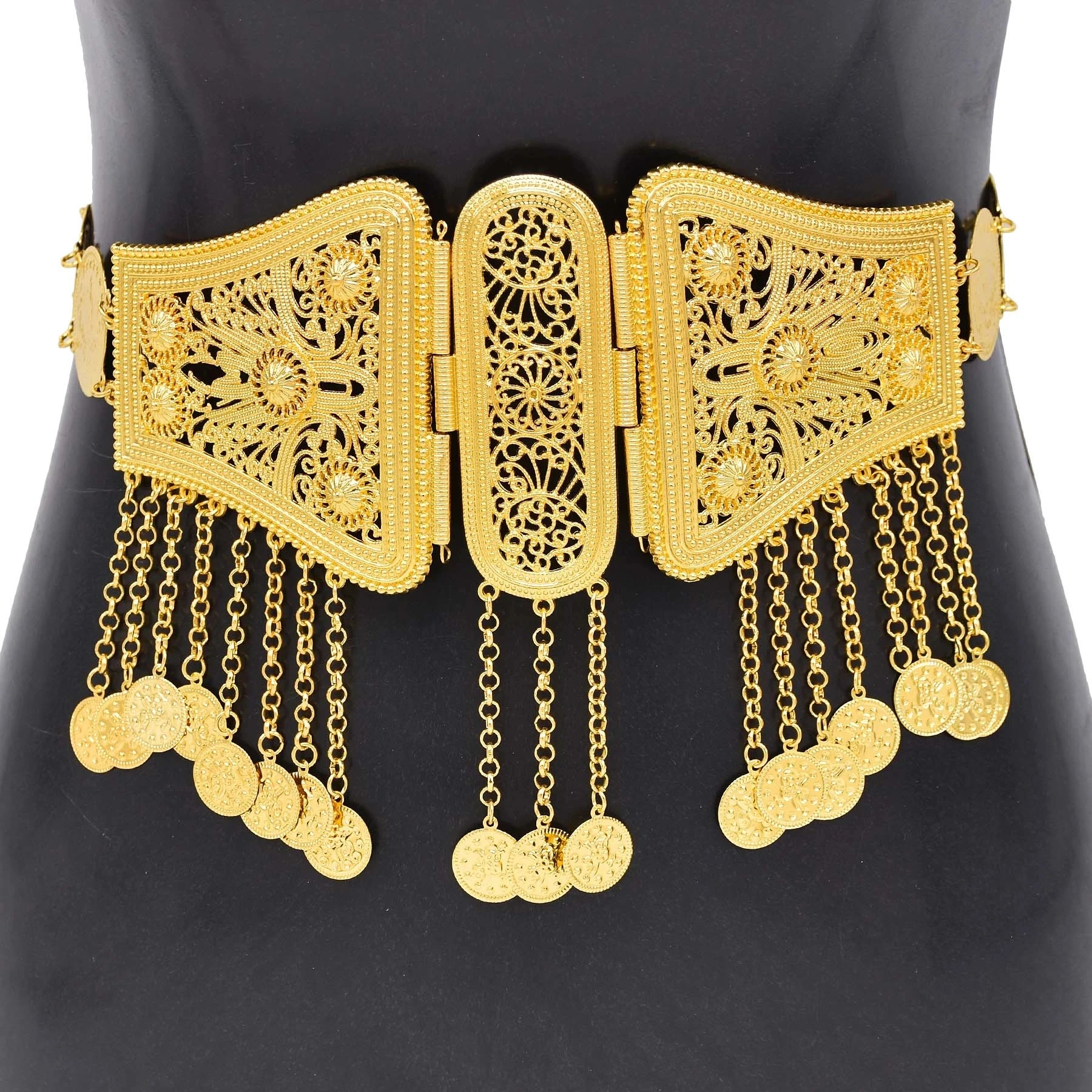 Golden Butterfly Hollow Coins Metal Belt Female Body Jewelry Fashion Morocco Turkey Kurds Arab Ethnic Woman's Waist Belly Chains