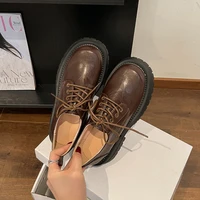 Retro Japanese Brown Loafers Thick Sole Height-Increasing Leather Women's Pumps Autumn 2024 New Mary Janes Lolita Platform Shoes 1