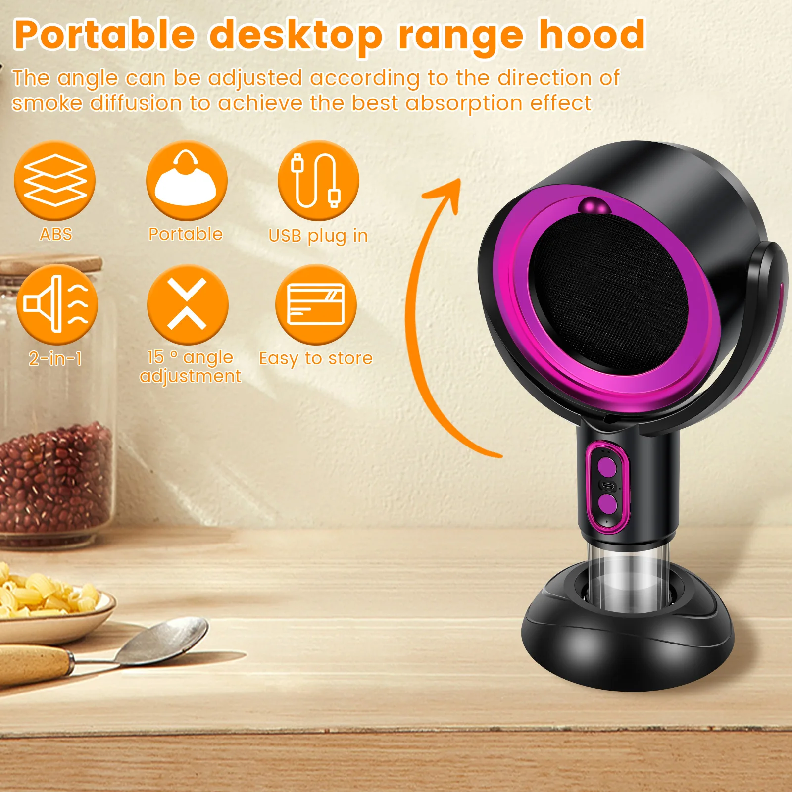 Portable BBQ Extractor New Desktop Range Hood Portable BBQ Extractor Exhaust 2 Speeds Adjustable Angle Indoor Hot Pot Mini Extractor Hood