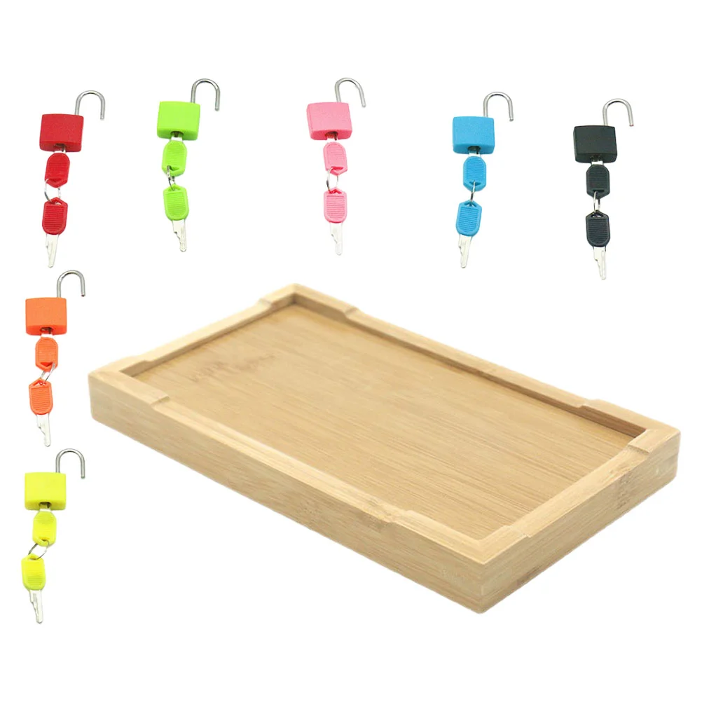

Montessori Teaching Aids Lock Key Toy Matching for Toddler with Bamboo Tray Kid and Kids Toys