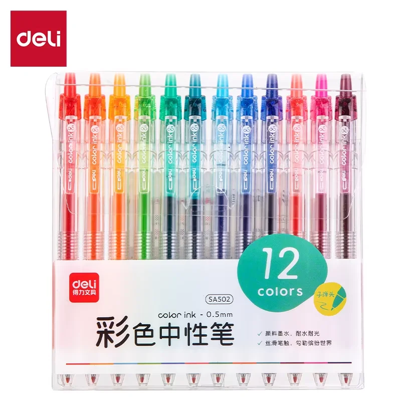 DELI 6/12 Color Gel Pen Set 0.5mm Journal Marking Pens for Planning Drawing & School Supplies Smooth Writing Gel Ink Pens 1 DELI 6/12 Color Gel Pen Set 0.5mm Journal Marking Pens for Planning Drawing & School Supplies Smooth Writing Gel Ink Pens 1