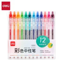 DELI 6/12 Color Gel Pen Set 0.5mm Journal Marking Pens for Planning Drawing & School Supplies Smooth Writing Gel Ink Pens 1