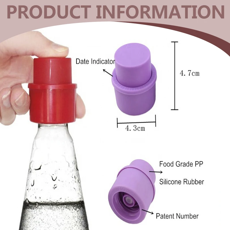 Wine Stopper Reusable Bottle Stopper Inflatable Airtight Soda Cap Frizzy Drink Sealer Caps Bottle Pump Cover Carbonation Keeper 1pc