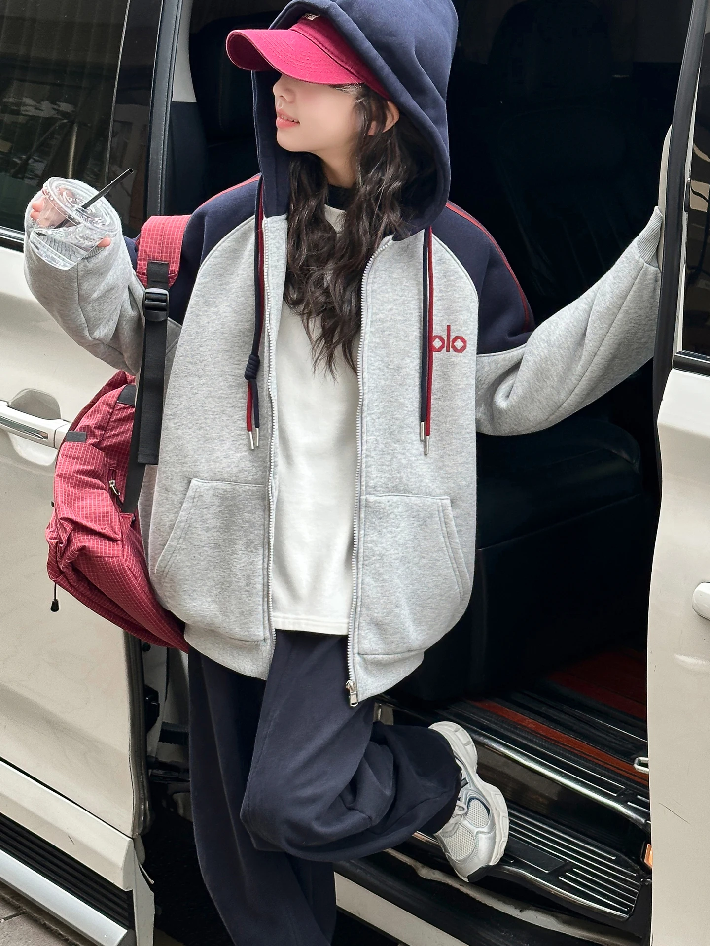 두꺼운 면 캐주얼 루즈핏 아동용 아우터웨어 지퍼 디자인 따뜻한 긴팔 코트 소녀용 패셔너블한 패치워크 재킷