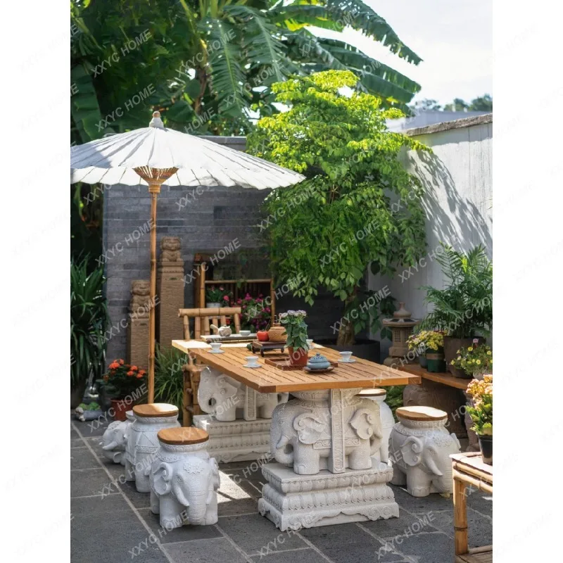 

Chinese Garden Layout Outdoor Courtyard Table and Chair Terrace Landscape Table