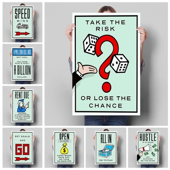 독점 백만장자 돈 캔버스 장식 그림 동기 부여 따옴표 아트 포스터 만화 그림 벽화 홈 벽 장식 그림 상품 이미지