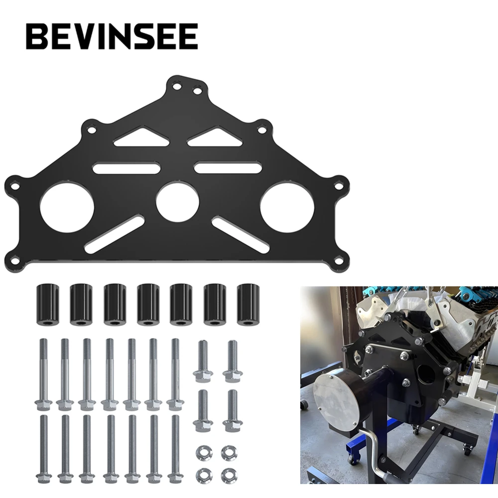 

Подставка для двигателя BEVINSEE LS, сверхмощный держатель для безопасного двигателя, опорная пластина для Chevy SBC BBC Duramax LS LT, аксессуары для двигателя
