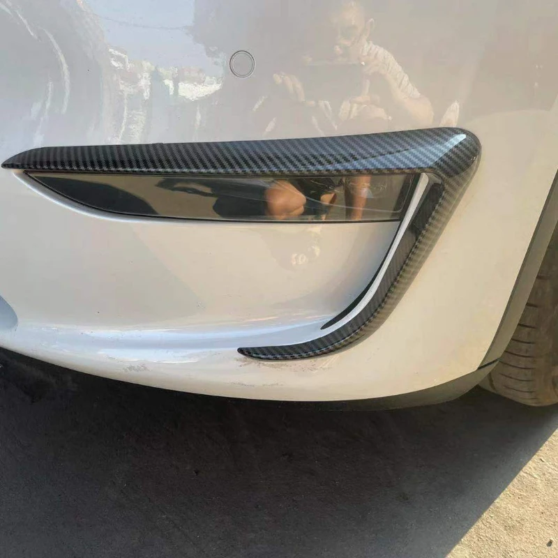 Front Bumper Cover Wind Knife for Tesla Model 3 Y ABS Glossy Black Fog Lamp Trim