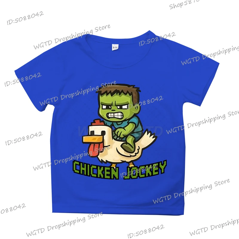 Chicken Jockey Print T Shirt Boys Girls Anime Cartoon Clothes Funny Game Chicken - Picture 13 of 21