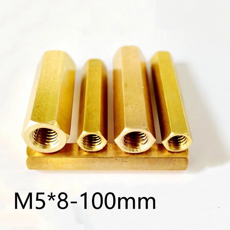 

1Pcs M5*8-100mm Brass Double Pass Hex Standoff Board Pillar Hexagon Thread PCB Motherboard Spacer Nut Hollow Column