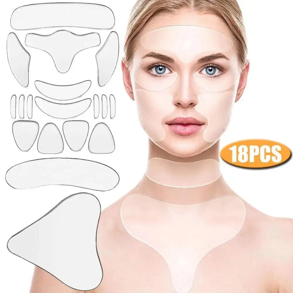Silicone Wrinkle Removal Sticker Reusable Face Forehead Neck Eye Stickers Anti Wrinkle Pads Anti Aging Skin Face Lifting Patches
