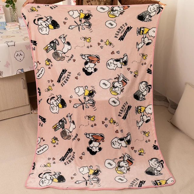 Manta de Snoopy, manta cálida con estampado de Snoopy Charlie, funda de almohada, manta de Franela cálida, regalo para niña 3