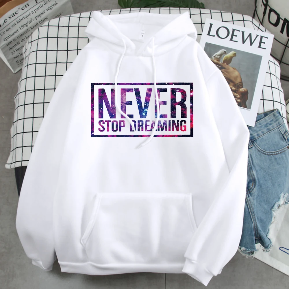 

Hoodies Never Stop Dreaming Milky Way 3D Letters Men's Sweatshirt Korean Harajuku Hoodie Mens Loose Streetwear Warm Clothes