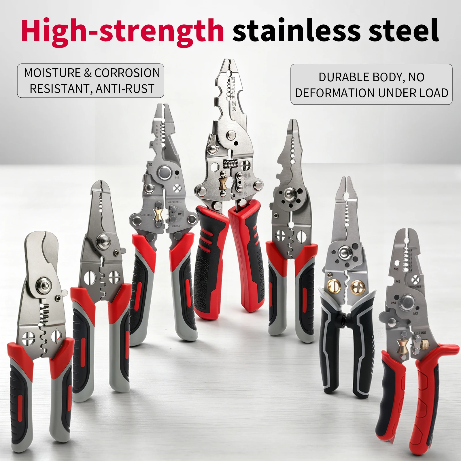 12-in-1 Multifunctional Electrician Wire Stripper with Live/Neutral Detection