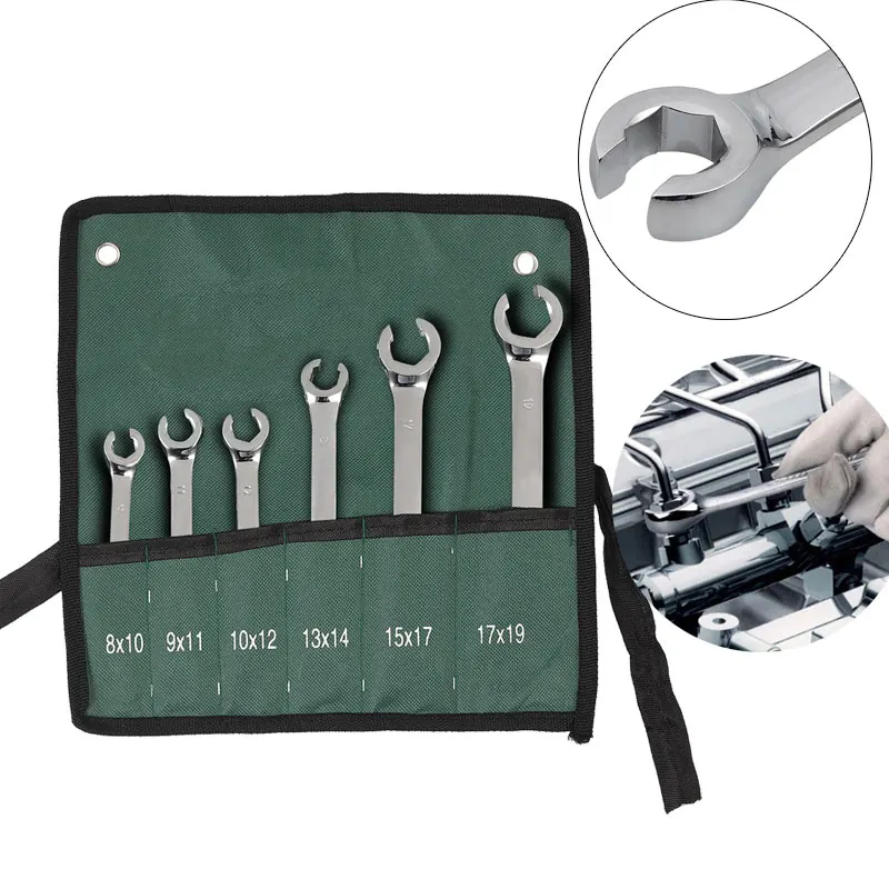 6pcs 819 Mm Brake Line Wrench Open Ring Wrench Set Opened Ring Combo