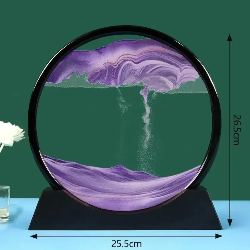 Sand Timer 3D Mobile Sand Painting Round Glass Deep Sea Sand Scene Hourglass Quicksand Crafts Office Home Decoration