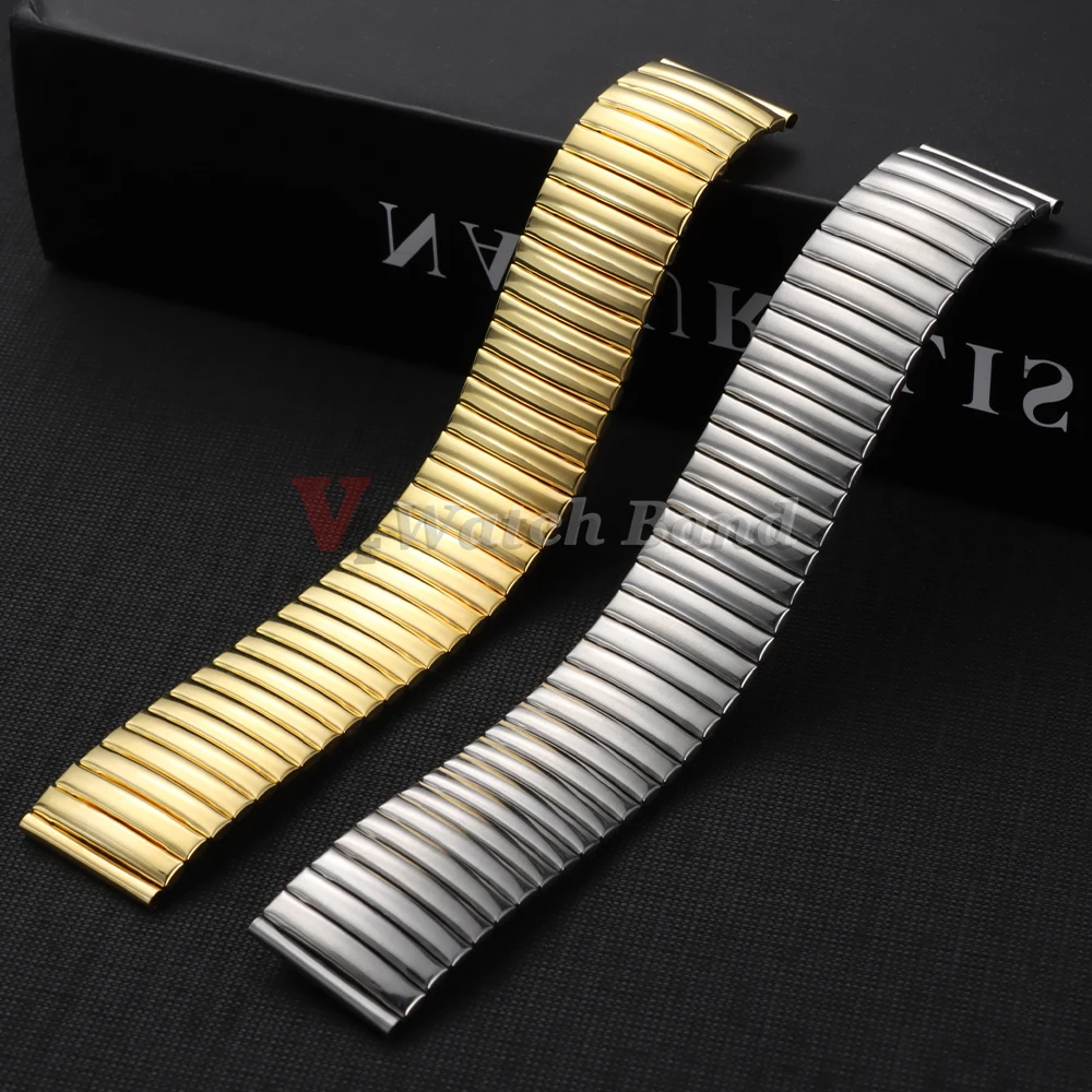 Universal Stainless Steel Elastic Strap Metal Watchband Replacement Bracelet