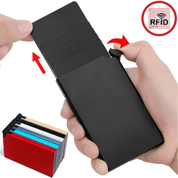 Feriales Slim Pop-Up Kartenhalter – RFID-Blockierendes Aluminium-Etui – Unisex Mini-Geldbörse für Kreditkarten & Ausweise – Modernes Reise-Accessoire 1