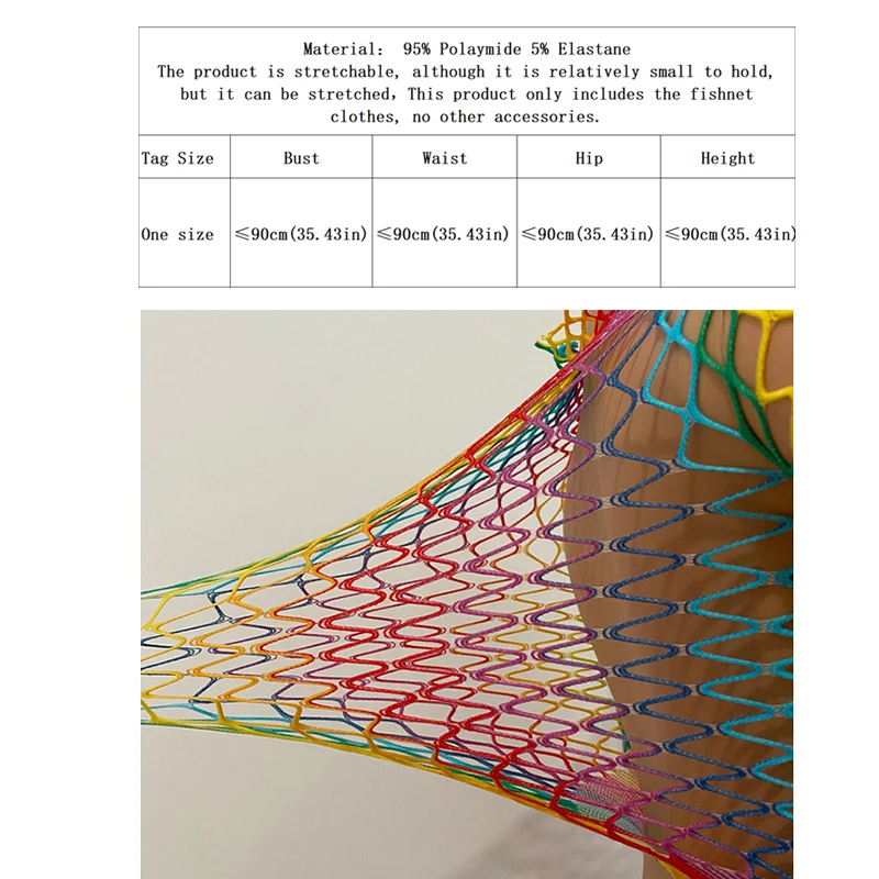 Rainbow Hollow Out Stretch Mesh Cover Up Swimsuit Set for Music Festival Vacation Beach Wear Long Sleeve High Neck Sexy Bikini T 4