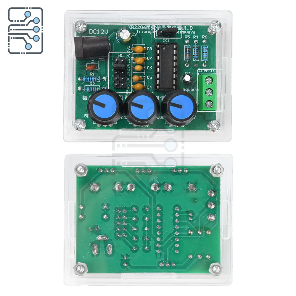 Enhanced Function Signal Generator DIY Kit - Adjustable Sine, Triangle, Square Wave Output, 1Hz to 1MHz, DC 9-12V