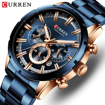 CURREN hommes montre haut de gamme de luxe sport Quartz hommes montres entièrement en acier étanche chronographe montre-bracelet hommes Relogio Masculino 1