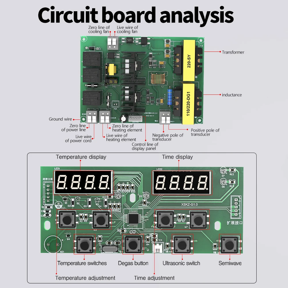 Granbo 60~900W 40KHz 110V/220V Ultrasonic Cleaner Drive Boards Transducer Kit DIY Ultrasound Cleaning Bathtub 2